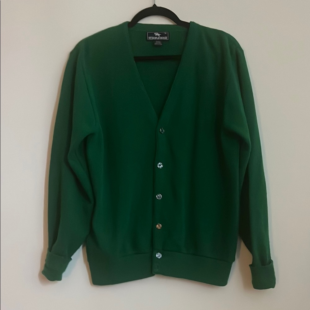 Timeless vintage Green V-Neck Cardigan Sweater